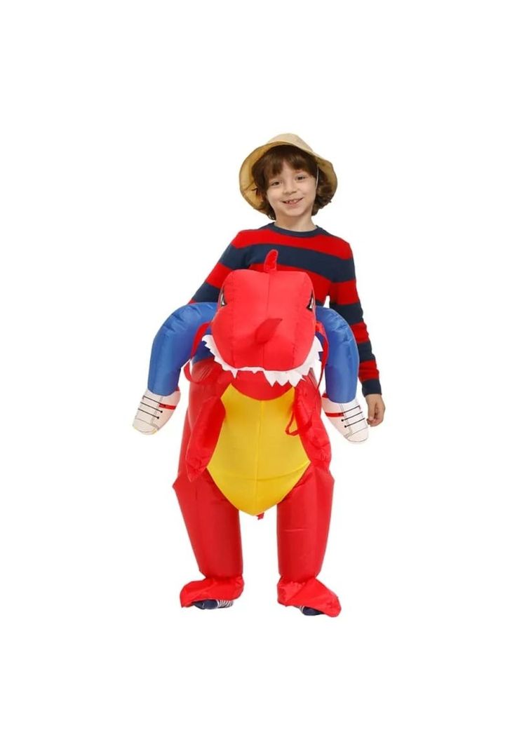 Disfraz Dinosaurio Inflable Para Niños Rojo-2
