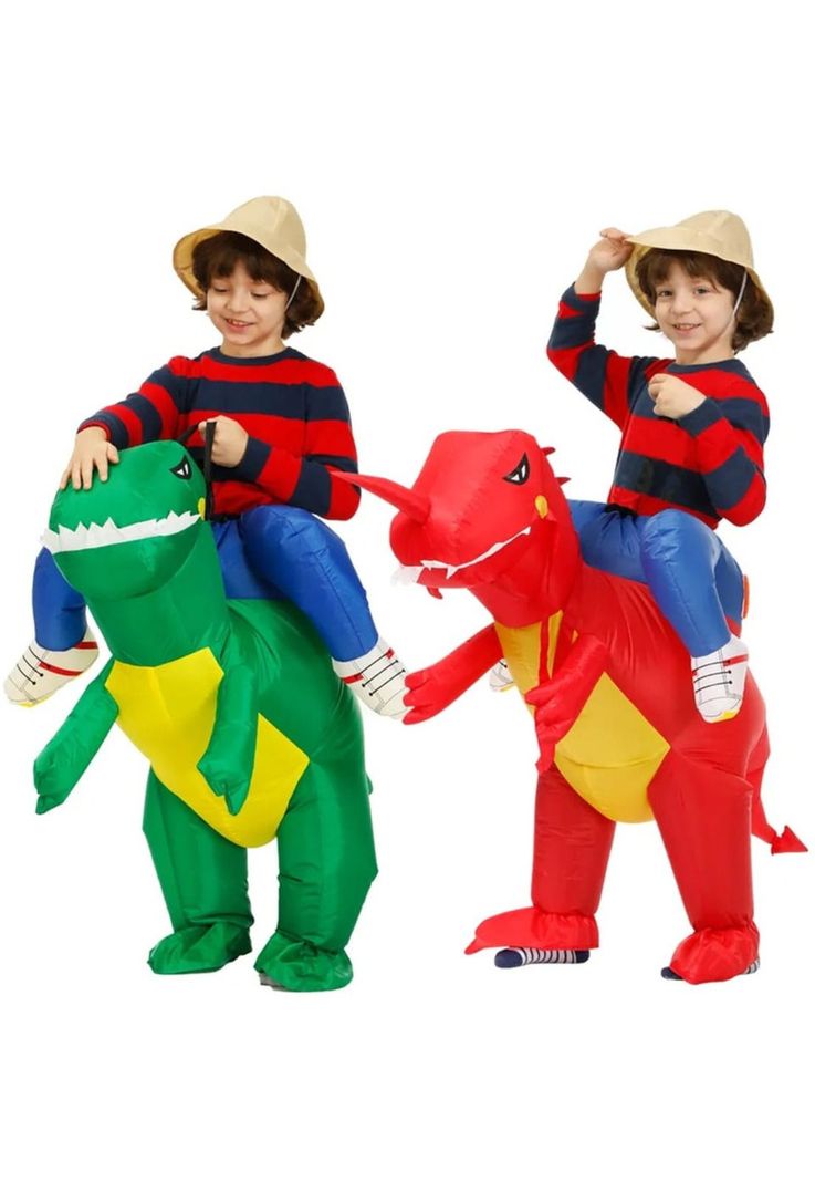 Disfraz Dinosaurio Inflable Para Niños Rojo-3