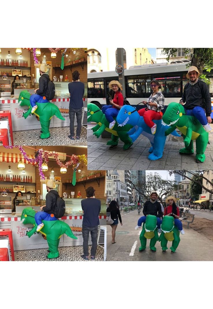 Disfraz Dinosaurio Inflable Para Niños Rojo-5