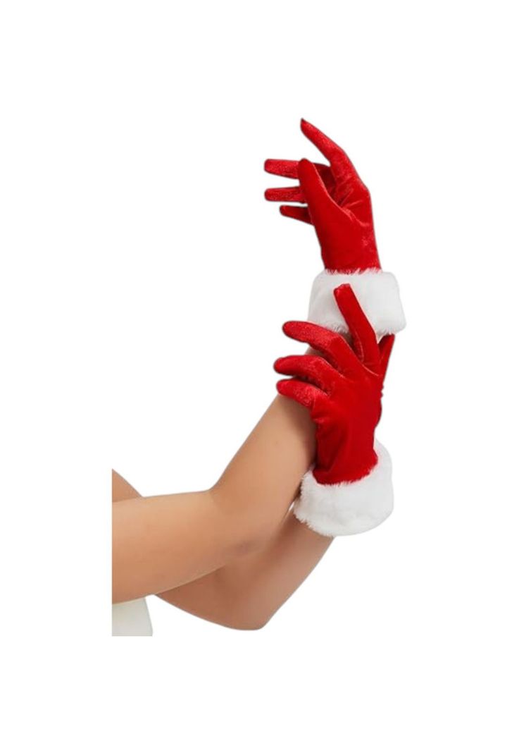 Guantes Rojos Navideños Estilo Tercipelo-0
