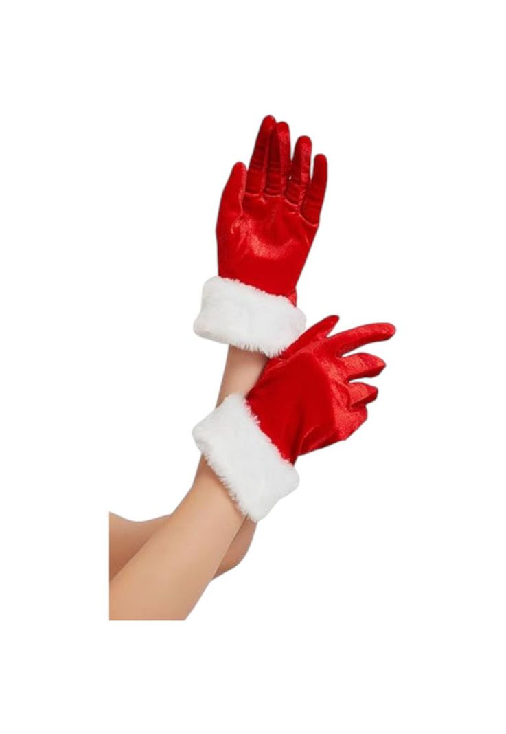 Guantes Rojos Navideños Estilo Tercipelo-1