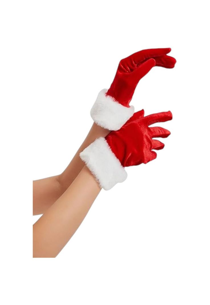 Guantes Rojos Navideños Estilo Tercipelo-2