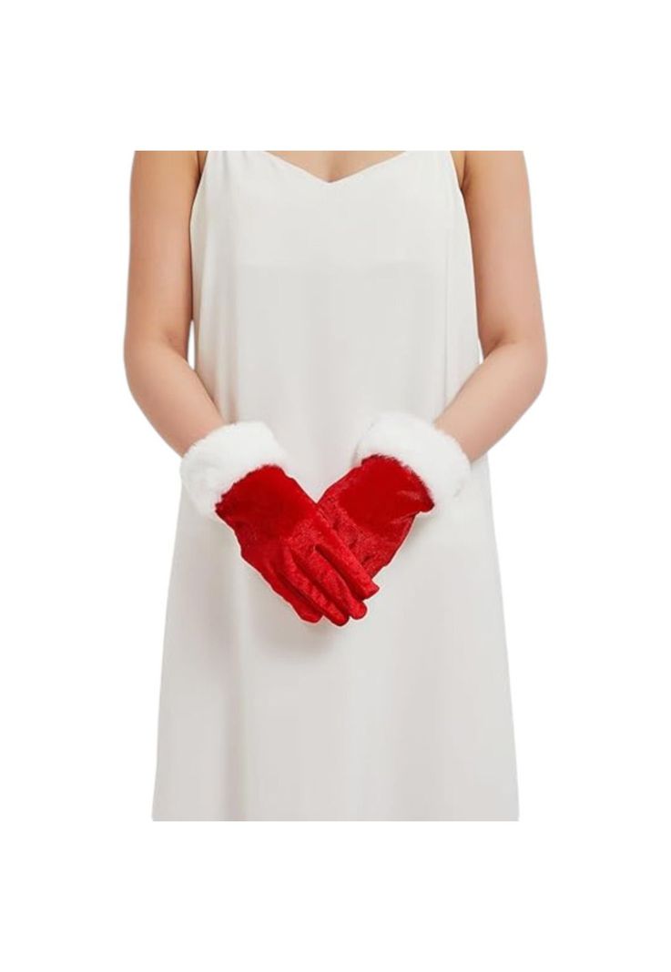 Guantes Rojos Navideños Estilo Tercipelo-4