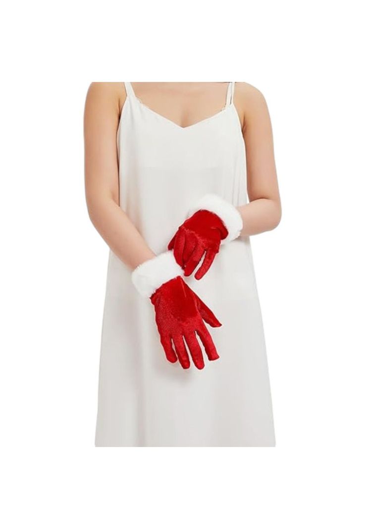 Guantes Rojos Navideños Estilo Tercipelo-5