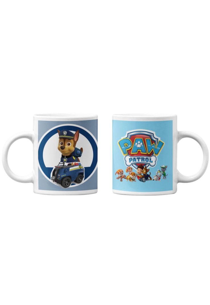 Tazones tazas blancas Chase Auto Policia Paw Patrol-0