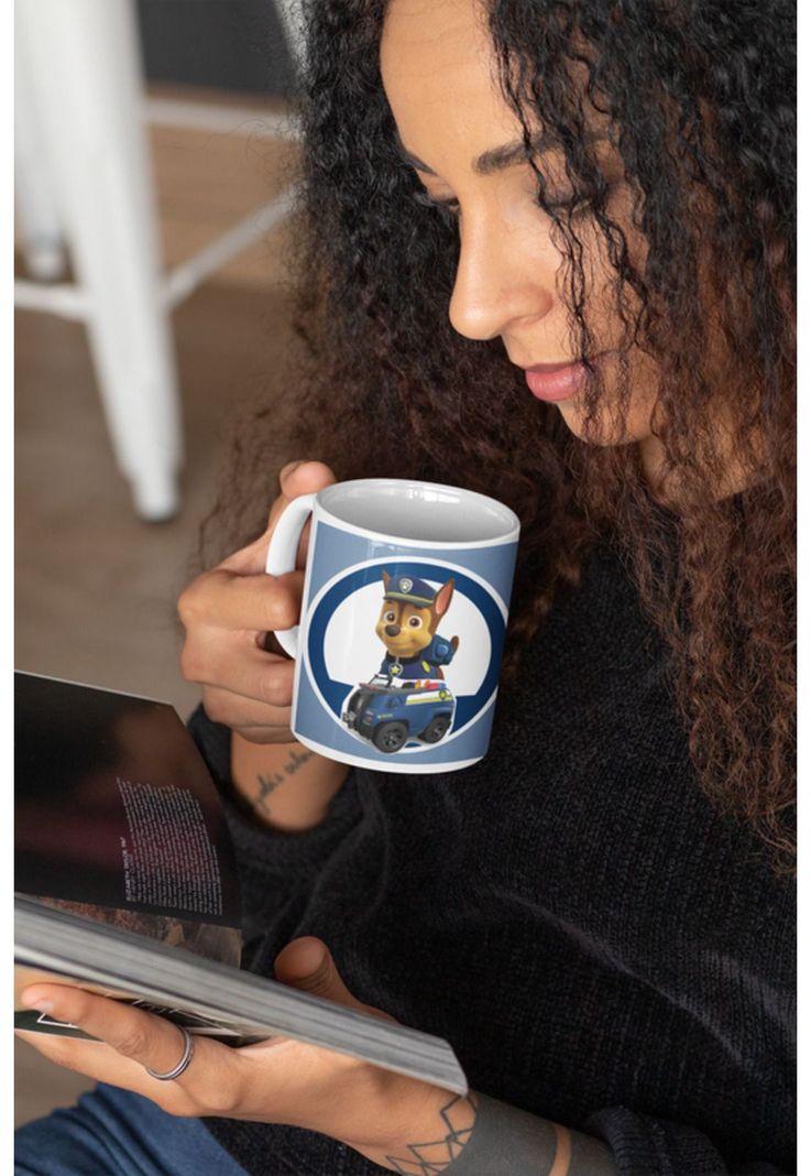 Tazones tazas blancas Chase Auto Policia Paw Patrol-3