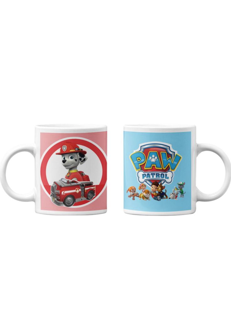 Tazones tazas blancas Marshall Auto Bombero Paw Patrol-0