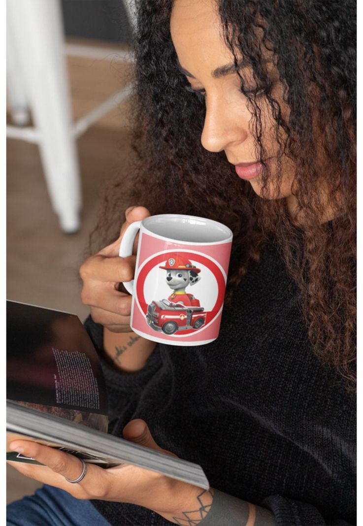 Tazones tazas blancas Marshall Auto Bombero Paw Patrol-3