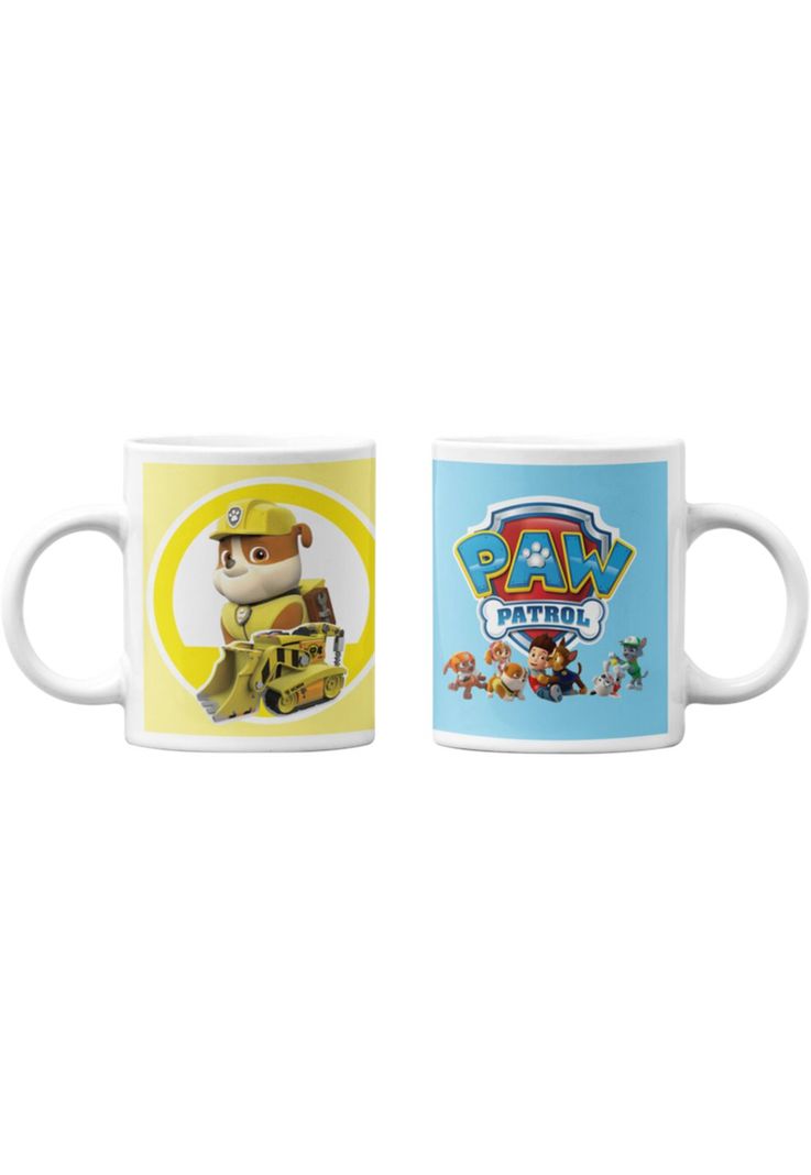 Tazones tazas blancas Rubble Grua Paw Patrol-0