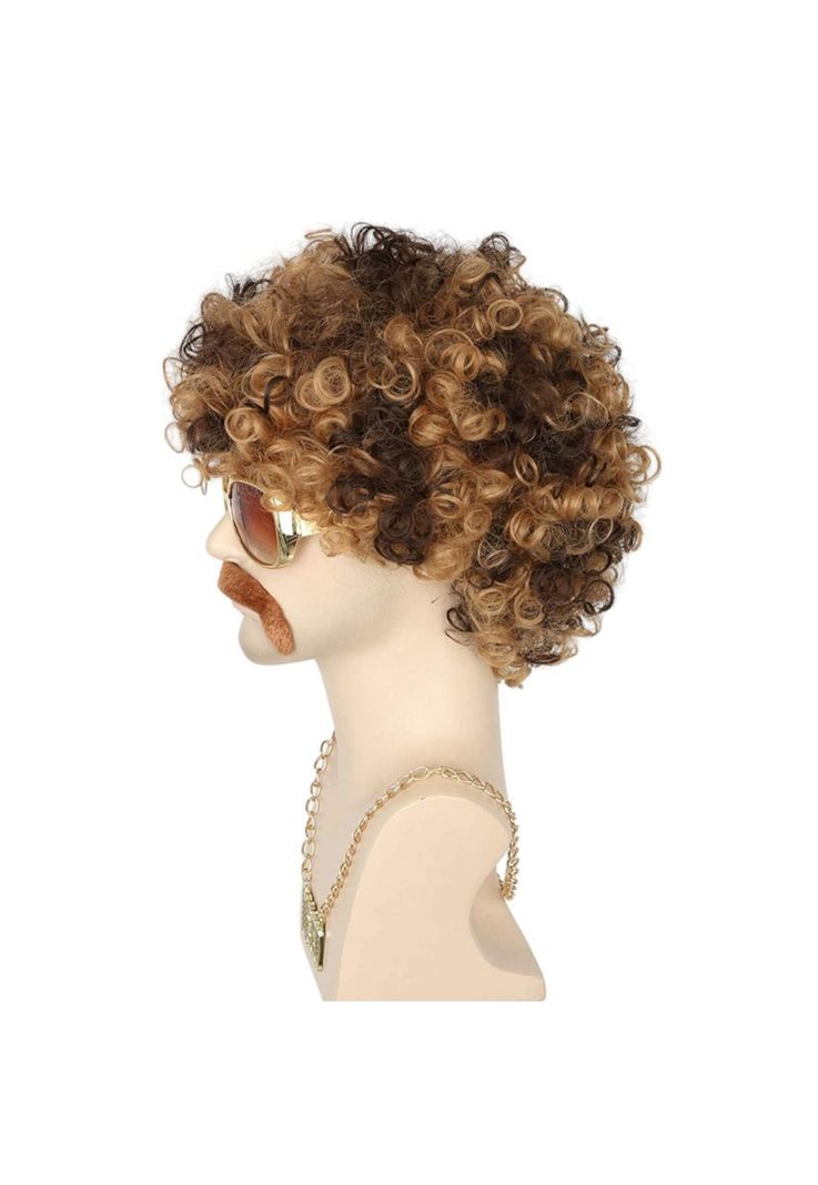 Set Disfraz Afro Retro Hombre Años 80 Onda Disco Pelo-1
