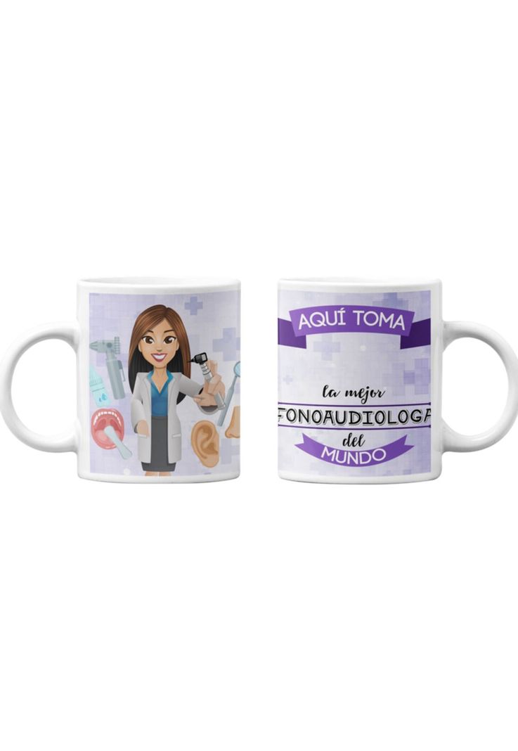 Tazones tazas blancas Para Fonoaudiologa Personalizado-0