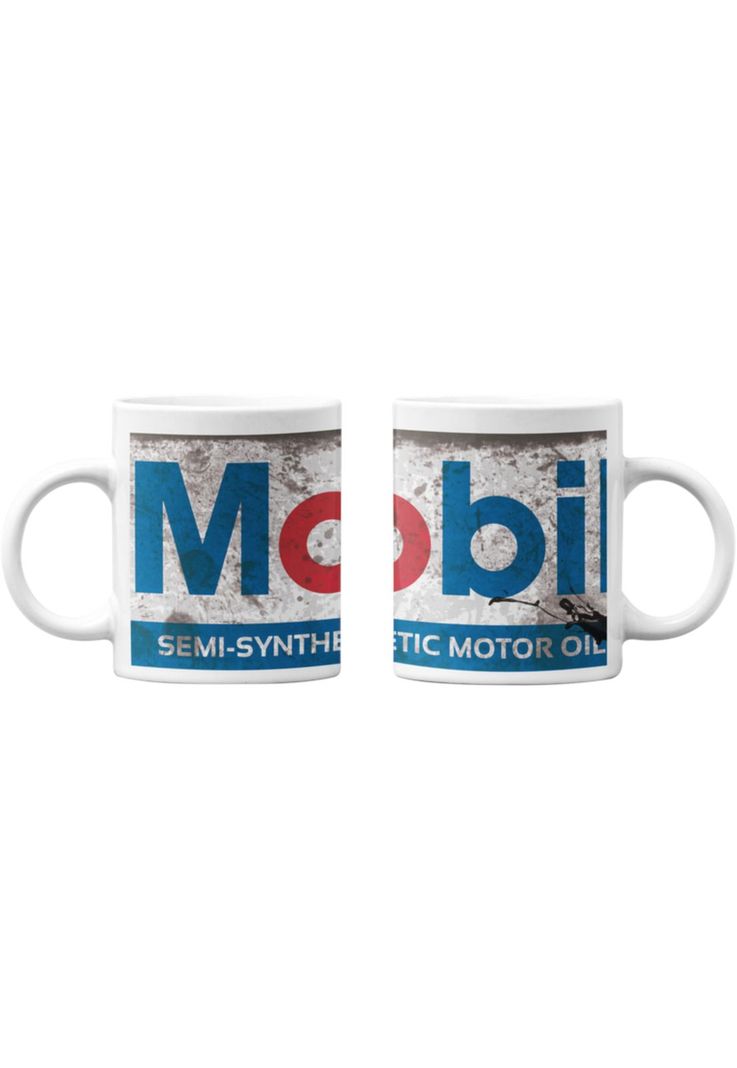 Tazones tazas blancas Mobil Petroleo Vintage-0