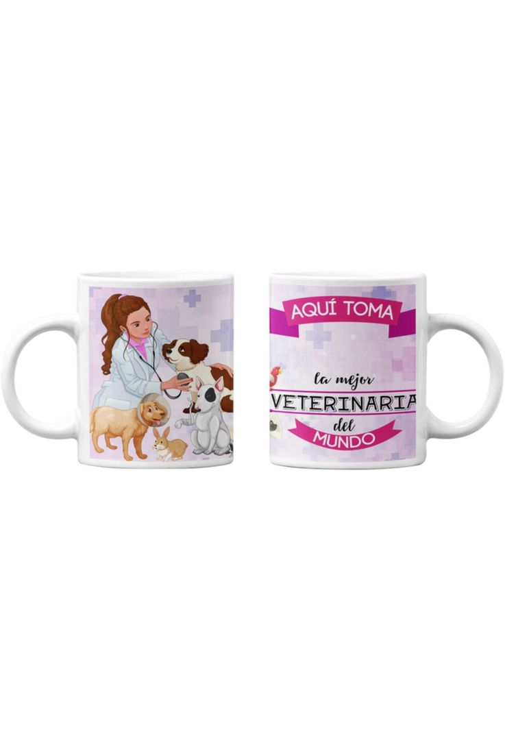 Tazones tazas blancas Para el Veterinaria Personalizado-0