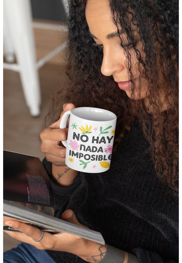 Tazones tazas blancas No hay nada imposible Frase motivacion-2