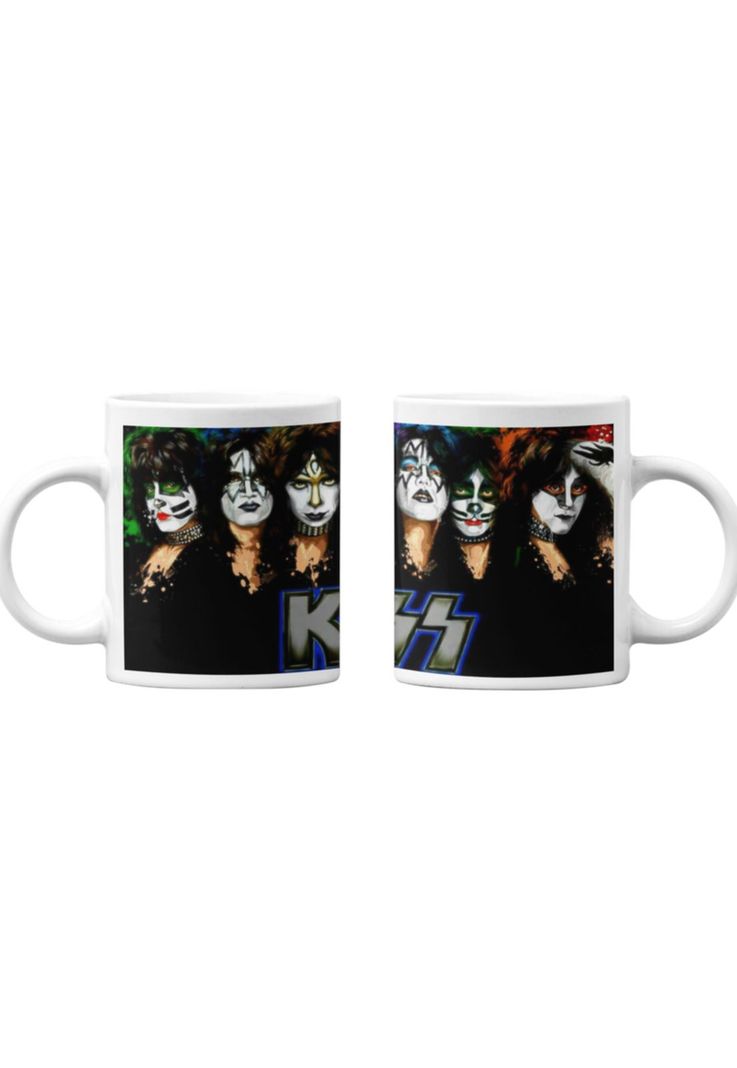 Tazones tazas blancas de Kiss Bandas de Rock-0