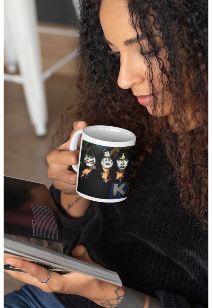 Tazones tazas blancas de Kiss Bandas de Rock-1