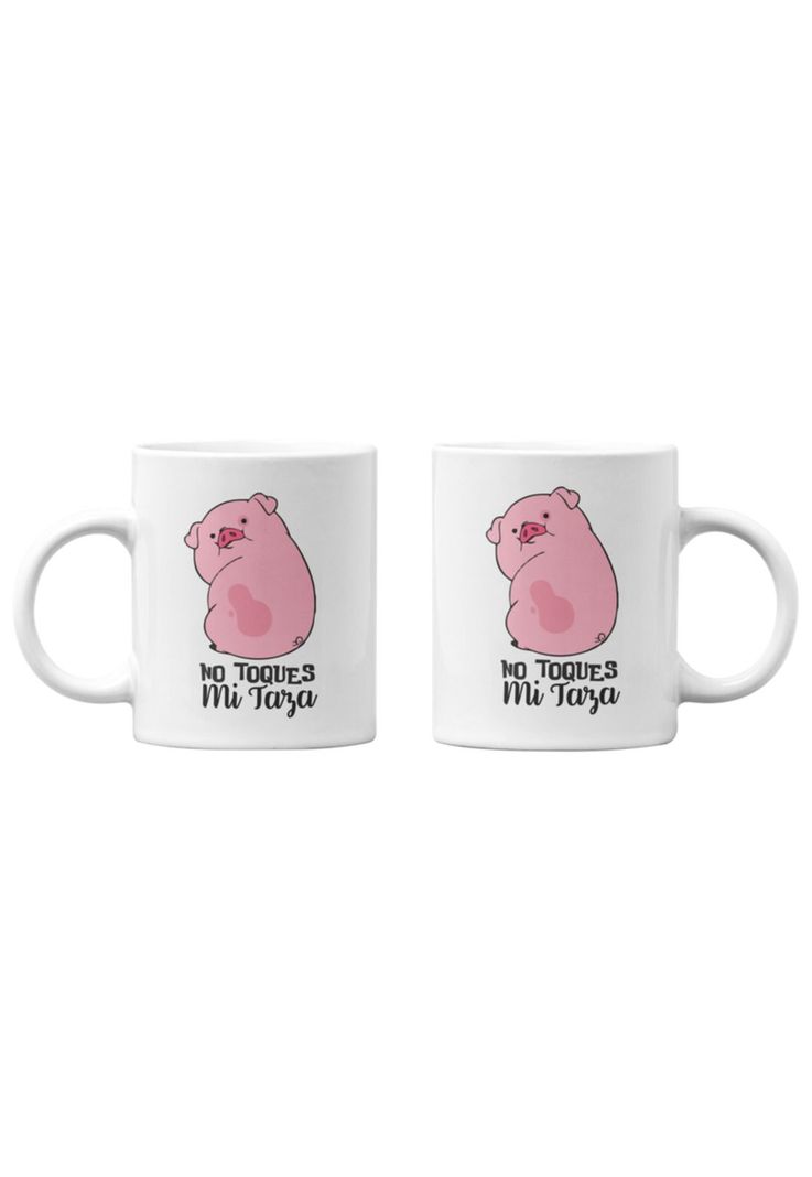Tazones tazas blancas Chanchito No Toques Mi Taza-0