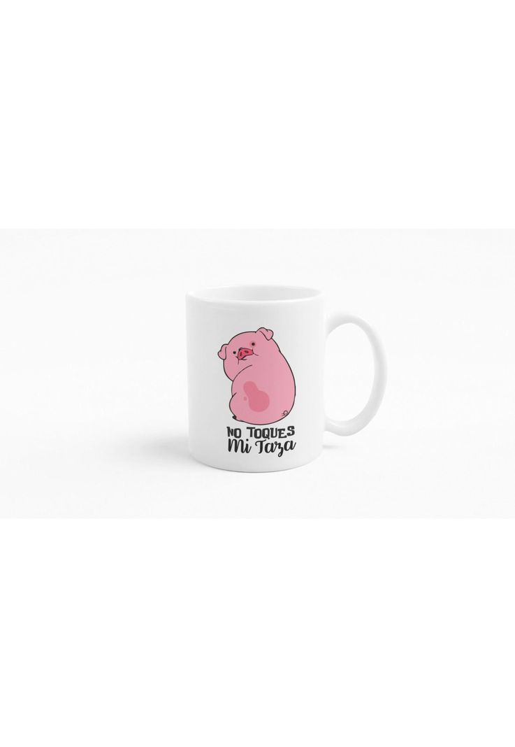 Tazones tazas blancas Chanchito No Toques Mi Taza-3