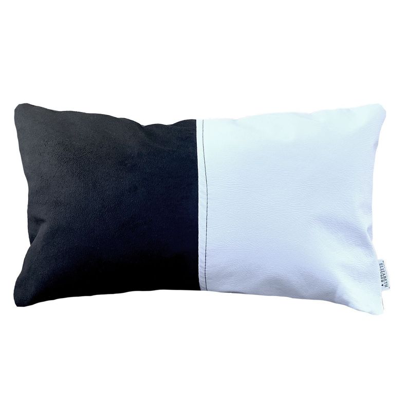 Funda Cojin Decorativo EcoCuero Blanco y Negro 50x30