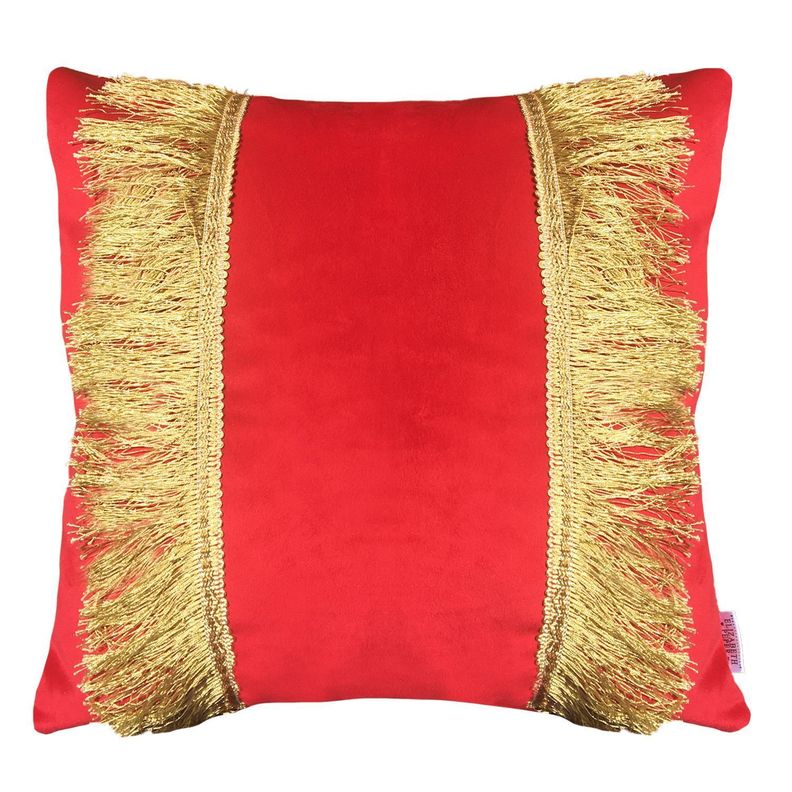 COJIN DECORATIVO DISENO FESTIVO ROJO Y DORADO 45X45 RELLENO