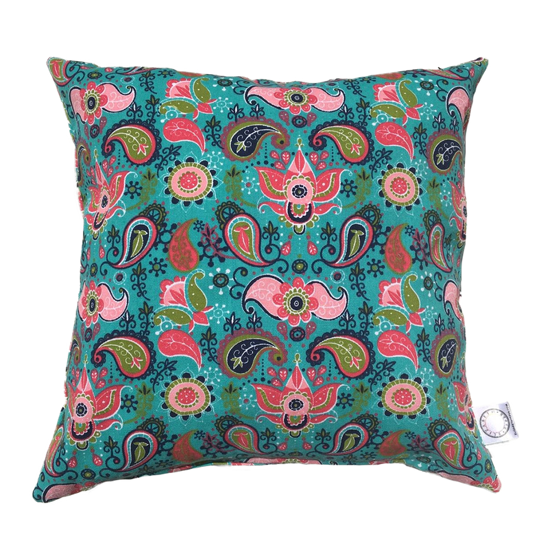 FUNDA COJIN DECORATIVO DISEÑO TURQUESA Y ROSA 45X45-0