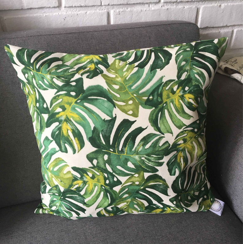 FUNDA COJIN DECORATIVO DISEÑO PLANTAS VERDES 60X60-1
