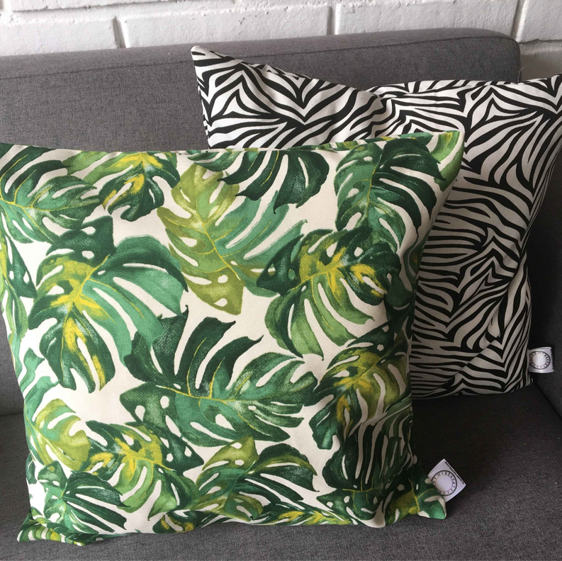 FUNDA COJIN DECORATIVO DISEÑO PLANTAS VERDES 60X60-2