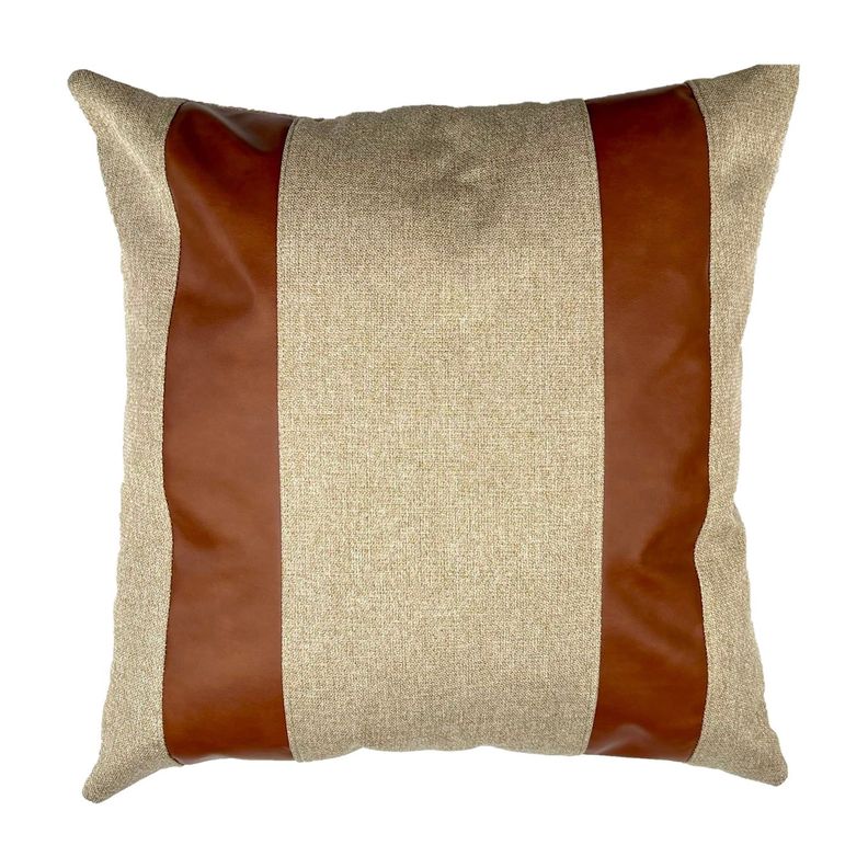 Funda Cojin Decorativo Diseno Lino Cafe Ecocuero 60x60 Beige No requiere variantes por talla