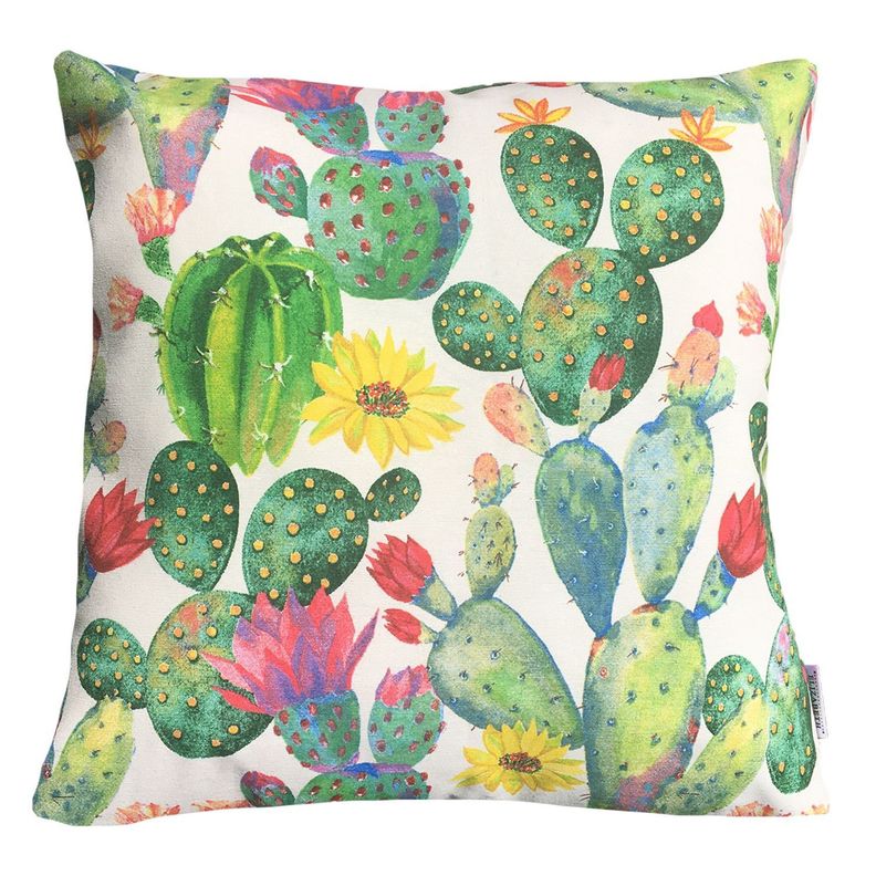 FUNDA COJIN DECORATIVO DISENO CACTUS VERDE 45X45