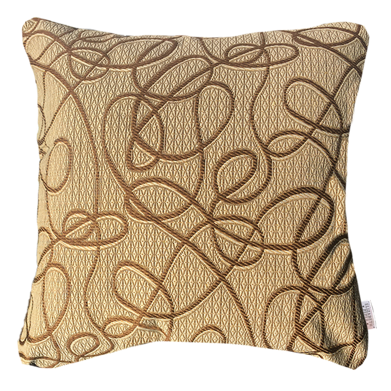 FUNDA COJIN DECORATIVO DISEÑO DORADO Y CAFE 45X45-0