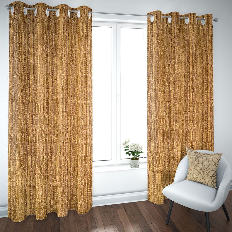 SET DE CORTINAS HOGAR 2 PAÑOS DE 140 X 220 CM MOSTAZA-0