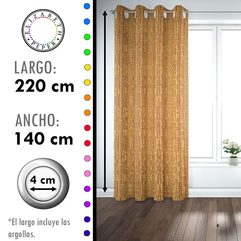 SET DE CORTINAS HOGAR 2 PAÑOS DE 140 X 220 CM MOSTAZA-3