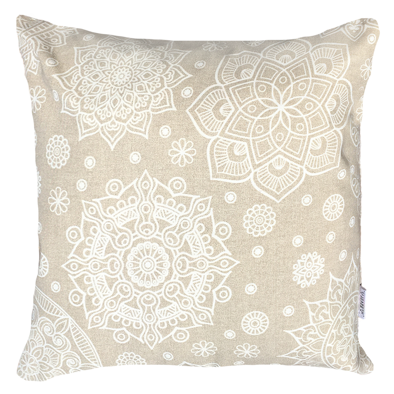FUNDA COJIN DECORATIVO DISENO MANDALAS CREMA 50x50 Beige