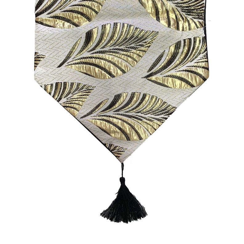 Camino De Mesa Con Diseño Negro con Dorado 180x33 cm-0