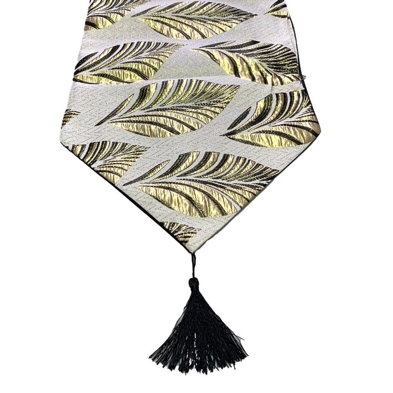 Camino De Mesa Con Diseño Negro con Dorado 180x33 cm-1