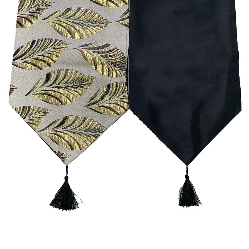 Camino De Mesa Con Diseño Negro con Dorado 180x33 cm-2