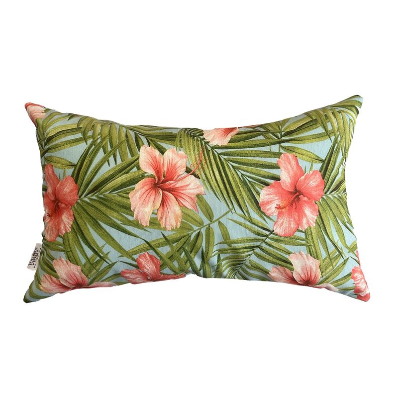 Funda Cojín Decorativo Diseño Hibisco Rosa Verde 50x30-0