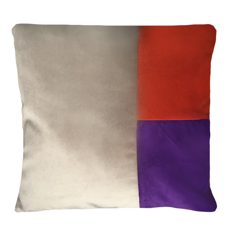 FUNDA COJIN DECORATIVO DISENO BEIGE MORADO Y NARANJO 45X45