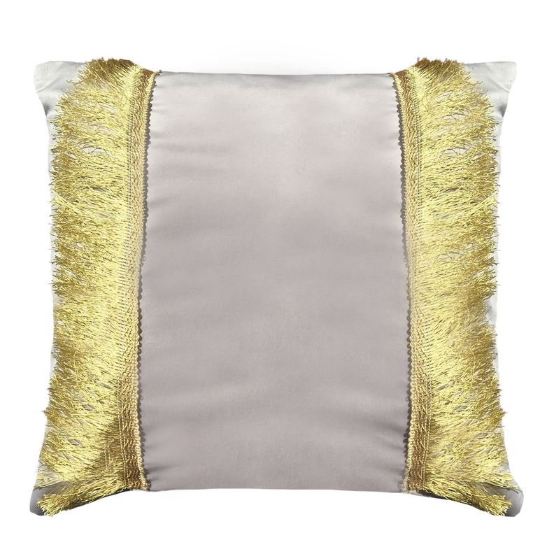 FUNDA COJIN DECORATIVO DISENO FESTIVO GRIS Y DORADO 50x50