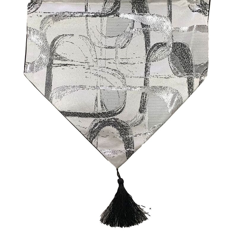 Camino De Mesa Con Diseno Gris con Negro 180x33 cm