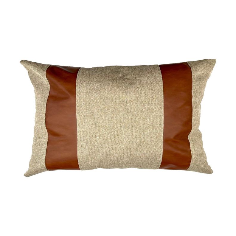 Cojin Decorativo Diseno Lino Cafe Ecocuero 50x30 Relleno Beige No requiere variantes por talla