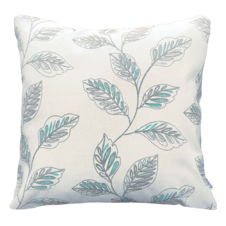 COJIN DECORATIVO DISEÑO HOJAS TURQUESA Y BEIGE 60X60 RELLENO
