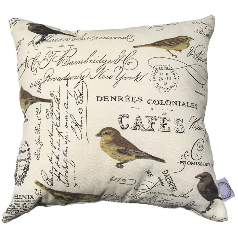 COJIN DECORATIVO DISEÑO AVES CREMA Y CAFE 60X60 RELLENO-0