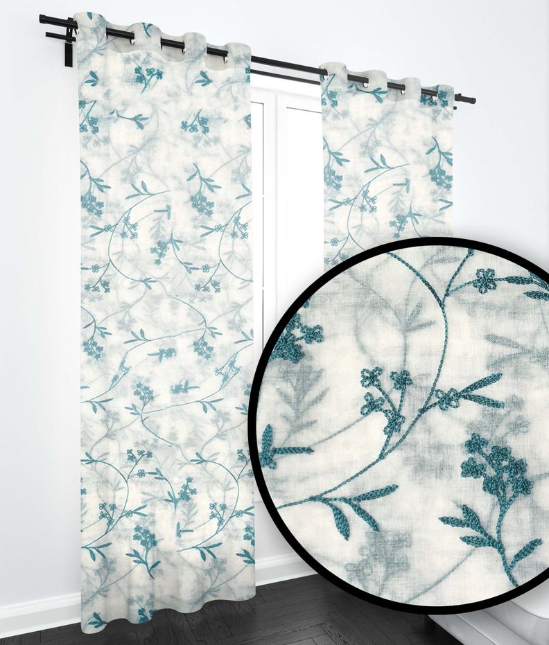 SET DE CORTINAS VISILLO 2 PAÑOS DE 140 X 220 CM TURQUESA-2