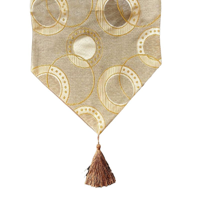 Camino De Mesa Con Diseño Dorado Beige 180x33 cm-0