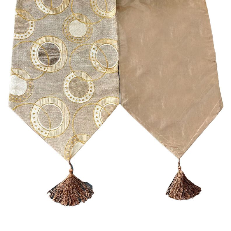 Camino De Mesa Con Diseño Dorado Beige 180x33 cm-2