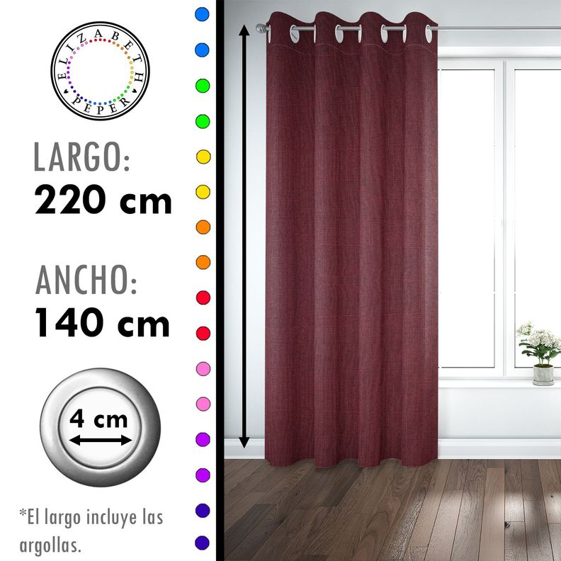 Set de Cortinas Blackout 2 Paños de 140 x 220 cm rojo vino-3