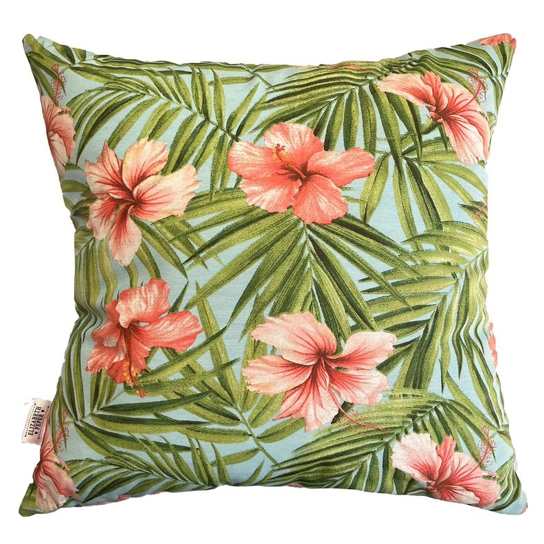 Funda Cojín Decorativo Diseño Hibisco Rosa Verde 50x50-0