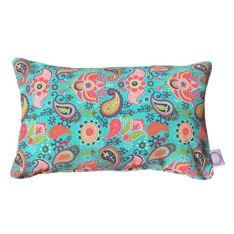 FUNDA COJIN DECORATIVO DISEÑO TURQUESA Y ROSA 50X30-0