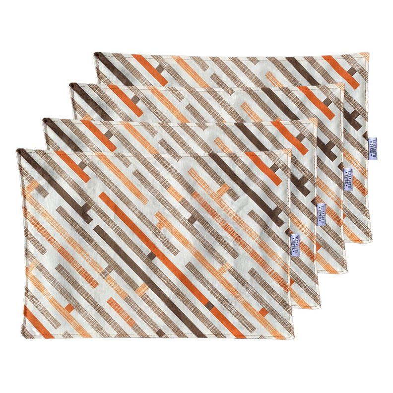 Individuales De Tela Reversibles Naranjo y Café 4 unidades -3